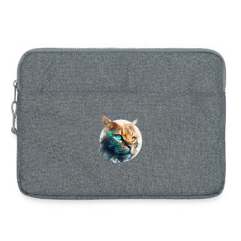 Beau chat avec deux couleurs d’yeux, hétérochromie - Sacoche pour ordinateur portable 15 pouces - gris chiné - Devant