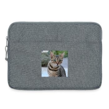 Katze Kätzchen Poster quadratisch Katzenposter - Laptoptasche 15" - Grau meliert - Vorne