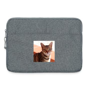 Katze Kätzchen Poster quadratisch Katzenposter - Laptoptasche 15" - Grau meliert - Vorne