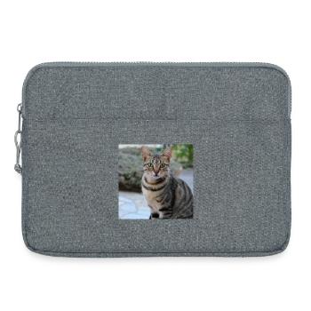 Katze Kätzchen Poster quadratisch Katzenposter - Laptoptasche 15" - Grau meliert - Vorne