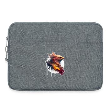 Aigle rouge aux yeux jaunes et cercle blanc - Sacoche pour ordinateur portable 15 pouces - gris chiné - Devant