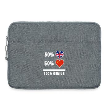 Drapeau 100% génie de la Chine et de la Grande-Bretagne - Sacoche pour ordinateur portable 15 pouces - gris chiné - Devant