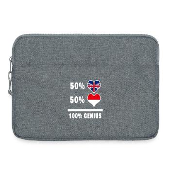 Indonésie et Grande-Bretagne 100% Genius Flag - Sacoche pour ordinateur portable 15 pouces - gris chiné - Devant