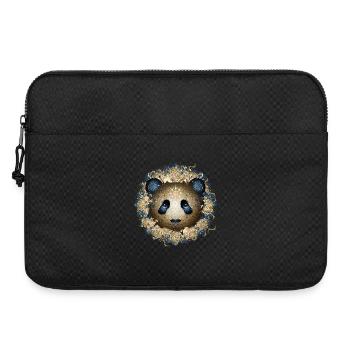 Beautiful panda bear head in gold and blue tones - Laptop bag 15" - black - Front