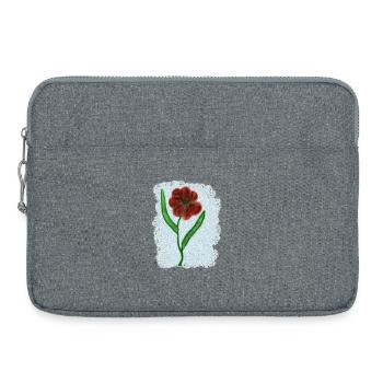 Fleur rouge rouille avec des feuilles vertes - Sacoche pour ordinateur portable 15 pouces - gris chiné - Devant