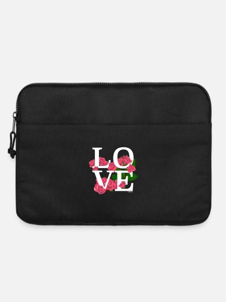 Blumige Liebe zu Rosen - Laptoptasche 15" - Schwarz