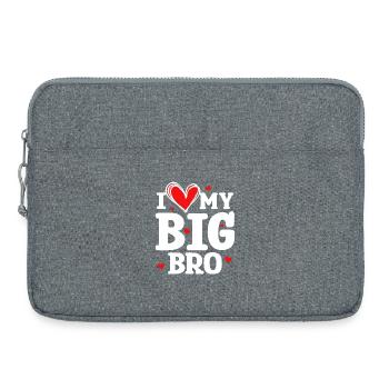 Big Brother Sibling Love Heart Statement - Laptop bag 15" - heather grey - Front