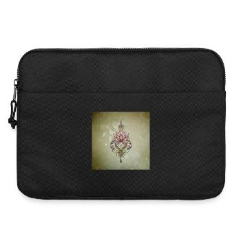 Symbole de fleur de lotus fantaisie art ligne flore - Sacoche pour ordinateur portable 15 pouces - noir - Devant