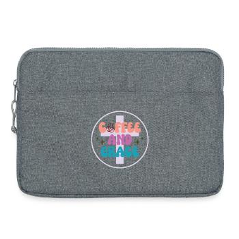 Kaffee und Gnade Motiv Design - Laptoptasche 15" - Grau meliert - Vorne