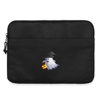 Fantôme avec chapeau de sorcière et citrouille-lanterne - Sacoche pour ordinateur portable 15 pouces - noir - Devant
