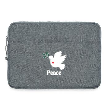 colombe de la paix blanche petit coeur rouge - Sacoche pour ordinateur portable 15 pouces - gris chiné - Devant
