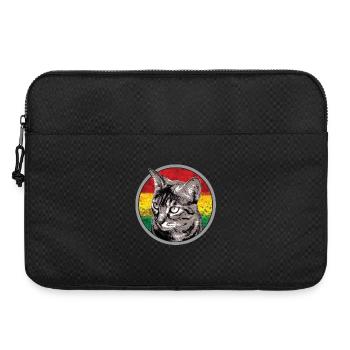 Visage de chat avec drapeau reggae - Sacoche pour ordinateur portable 15 pouces - noir - Devant