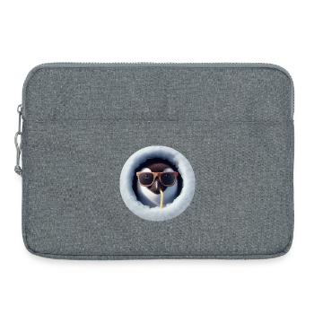 Pingouin avec des lunettes de soleil et de la paille à travers la glace - Sacoche pour ordinateur portable 15 pouces - gris chiné - Devant