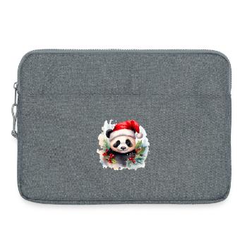 Aquarell Panda mit Weihnachtsmütze - Laptoptasche 15" - Grau meliert - Vorne