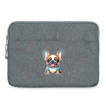Französische Bulldogge Welpe - Laptoptasche 15" - Grau meliert - Vorne