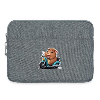 Cochon d’Inde sur cyclomoteur - Sacoche pour ordinateur portable 15 pouces - gris chiné - Devant