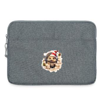 Weihnachtsigel in der Mauer - Laptoptasche 15" - Grau meliert - Vorne