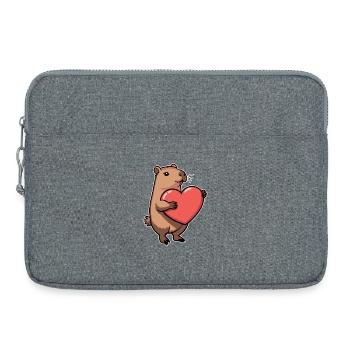 Capybara with heart Valentine's Day - Laptop bag 15" - heather grey - Front