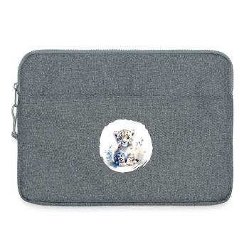 Schneeleopard Aquarell - Laptoptasche 15" - Grau meliert - Vorne