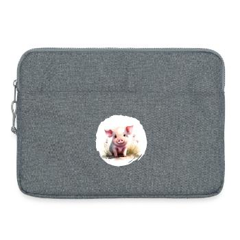 Piglet Watercolor - Laptop bag 15" - heather grey - Front