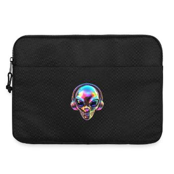 Chromatischer Alien-Kopf mit Kopfhörern - Laptoptasche 15" - Schwarz - Vorne