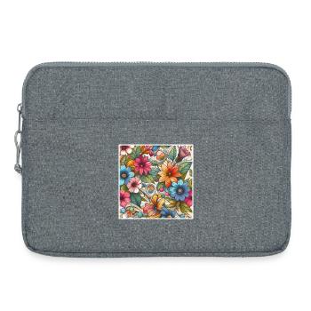 Fleurs végétal colorées - Sacoche pour ordinateur portable 15 pouces - gris chiné - Devant