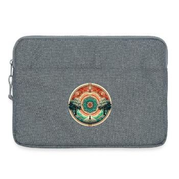 Zen-Mandala mit Bäumen und Meditation - Laptoptasche 15" - Grau meliert - Vorne