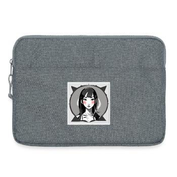 Fille Manga Rougissante - Sacoche pour ordinateur portable 15 pouces - gris chiné - Devant