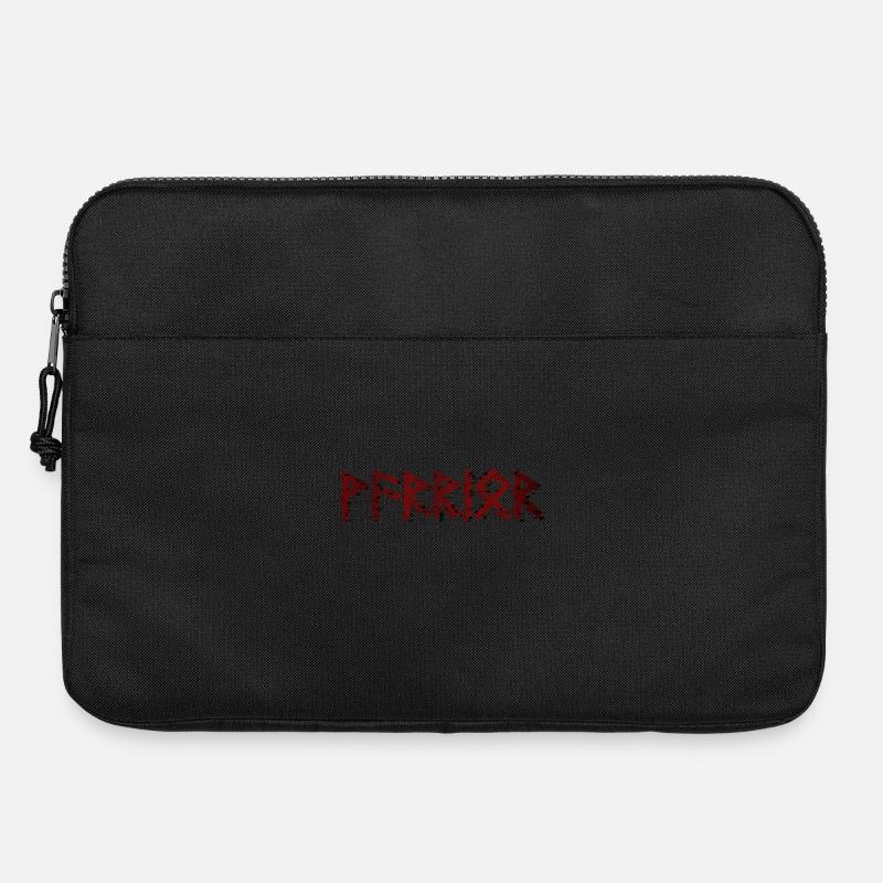 Warrior Schriftzug rot Runen - Laptoptasche 15" - Schwarz