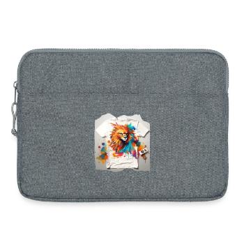 Painted lion - Laptop bag 15" - heather grey - Front