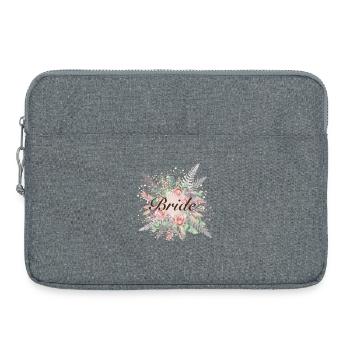 Brautstrauss in zarten Farbtönen mit Schriftzug - Laptoptasche 15" - Grau meliert - Vorne
