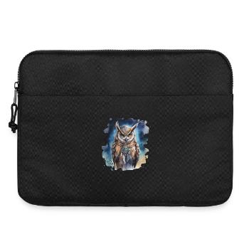 Hibou animal de pouvoir, sagesse, intuition, chamanique - Sacoche pour ordinateur portable 15 pouces - noir - Devant