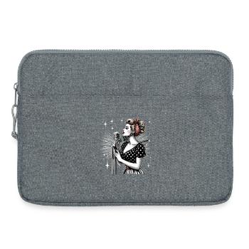 Rockabilly Sängerin Frau Mikrofon Mikro Geschenk - Laptoptasche 15" - Grau meliert - Vorne