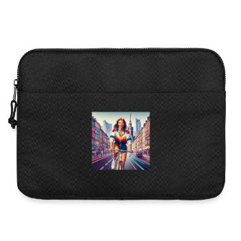 Warschau Radfahren Retro Girl Ikonischer Stil der 80er Jahre - Laptoptasche 15" - Schwarz - Vorne