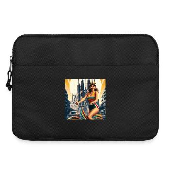 Barcelone rétro : Belle fille à vélo - Sacoche pour ordinateur portable 15 pouces - noir - Devant