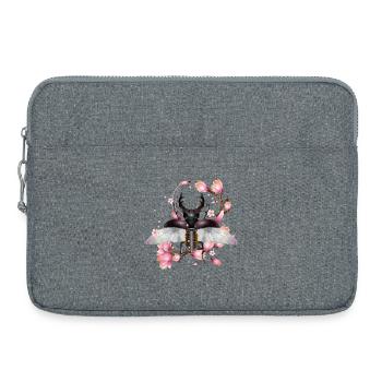 prächtiger Hirschkäfer mit Flügel & Magnolienblüte - Laptoptasche 15" - Grau meliert - Vorne