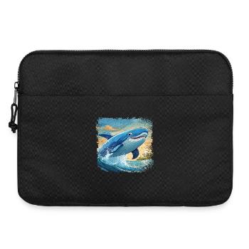 Blue whale jumps out of the water and smiles - Laptop bag 15" - black - Front