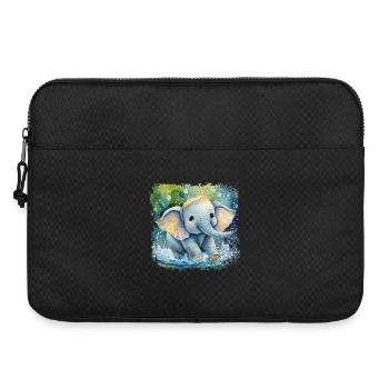 Cute baby elephant playing in the water - Laptop bag 15" - black - Front