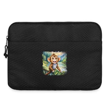 Mignon jeune singe, joyeux au bord de la rivière - Sacoche pour ordinateur portable 15 pouces - noir - Devant