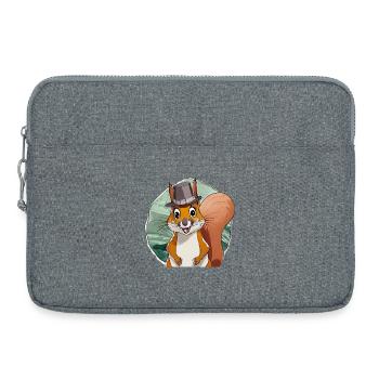 écureuil drôle avec chapeau - Sacoche pour ordinateur portable 15 pouces - gris chiné - Devant