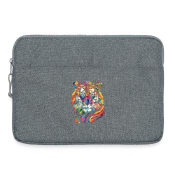 Bunte Tiger-Illustration - Laptoptasche 15" - Grau meliert - Vorne