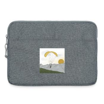Paraglider segelt in den Bergen Sonnenuntergang - Laptoptasche 15" - Grau meliert - Vorne