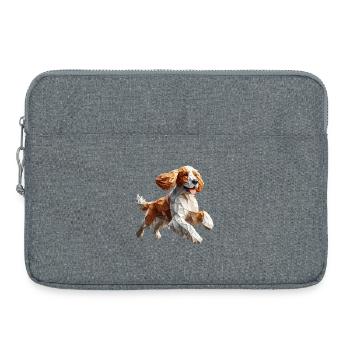 chien cocker qui court origami géométrique 3d - Sacoche pour ordinateur portable 15 pouces - gris chiné - Devant