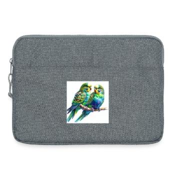 Perruches aquarelle - Sacoche pour ordinateur portable 15 pouces - gris chiné - Devant