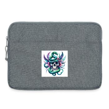 Aquarelle Crâne et Serpent - Sacoche pour ordinateur portable 15 pouces - gris chiné - Devant