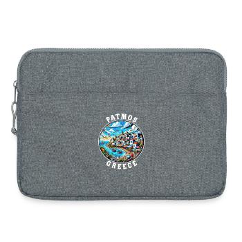 Vacances à Patmos, Grèce, baie de la mer Égée - Sacoche pour ordinateur portable 15 pouces - gris chiné - Devant
