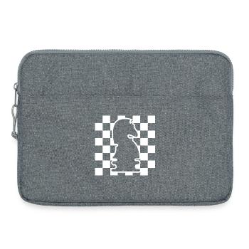 Schach Pferd Schachbrett Muster Symbol Grafik Logo - Laptoptasche 15" - Grau meliert - Vorne