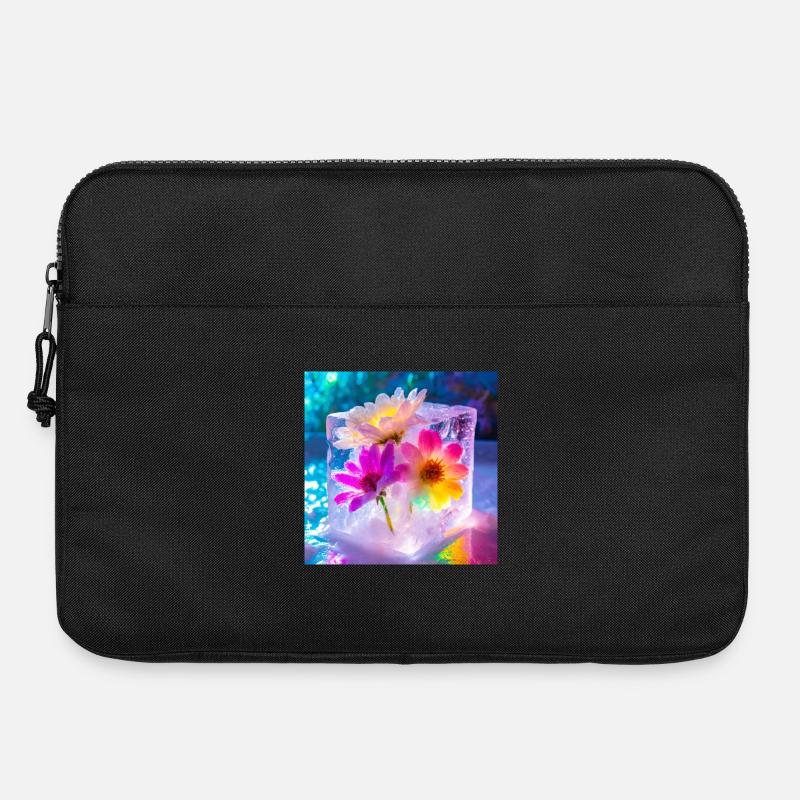 Blumen im Eis - Laptoptasche 15" - Schwarz