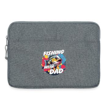 Pêche avec papa avec un design de poisson coloré - Sacoche pour ordinateur portable 15 pouces - gris chiné - Devant