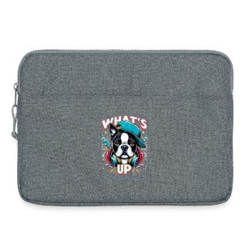 Boston Terrier Gangster Que se passe-t-il cadeau pour chien - Sacoche pour ordinateur portable 15 pouces - gris chiné - Devant